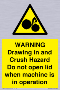 Warning Drawing in and Crush Hazard